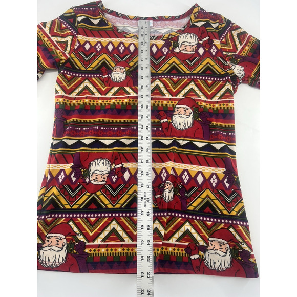 LuLaRoe Shirt Womens Medium Santa Top Short Sleeve Holiday Christmas Stretchy - Picture 5 of 9